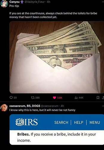 If you receive a bribe, include it in your income.