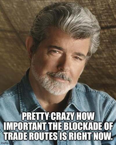 A blockade of trade routes causing instability Whos laughing now