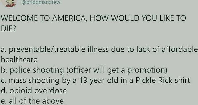 Welcome to america, how would you like to die