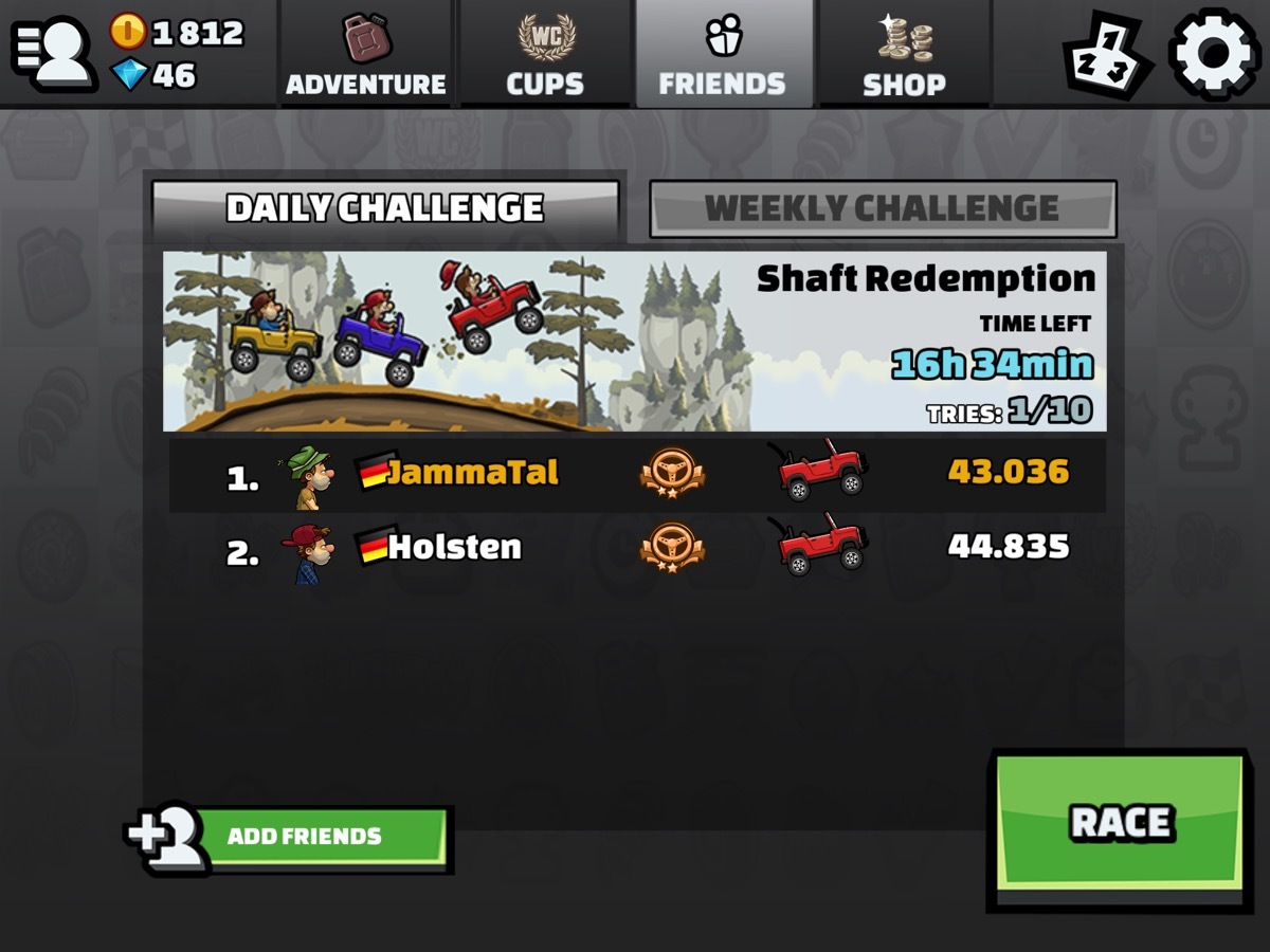 Hill Climb Racing 2 daily/weekly friends challenges - Tournaments - Stately  Play Forums